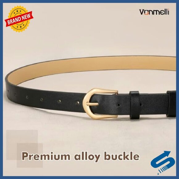 4 Pack Thin Leather Belts Skinny Waist Gold Buckle Women\'s Fashion main image 3